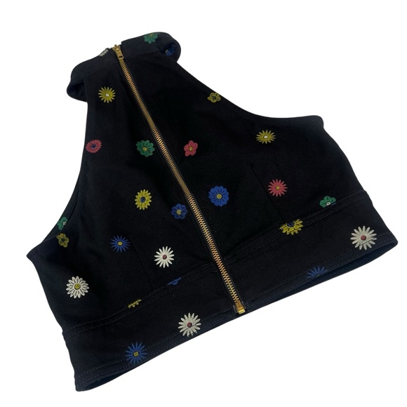 MOTHER Never Falter Halter Top Fresh as a Daisy Black Denim - Picture 8 of 12